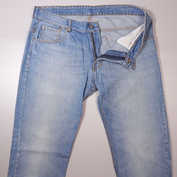 Levis L504 Mens 38x34 Jeans Blue Straight Fit Denim Thick Stitch Straight - Picture 6 of 12